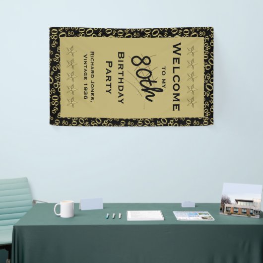 個人用設定：80歳の誕生日パーティーへようこそ 横断幕 (トレードショー)