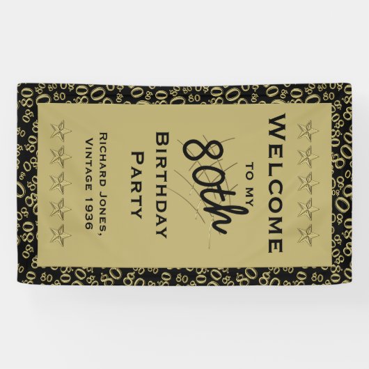 個人用設定：80歳の誕生日パーティーへようこそ 横断幕 (横)