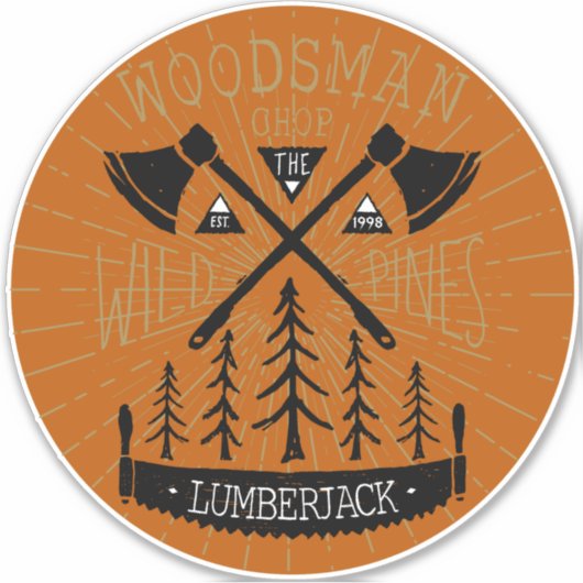 個人用設定Woodsman Lumberjack交差する軸松 シール (正面)