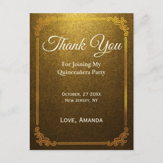 個人用金ゴールドパーティーに参加していただき、ありがとうございます ポストカード (正面)