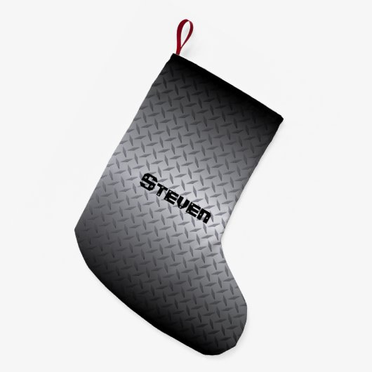 個人用鋼ダイヤモンドプレートパターン スモールクリスマスストッキング (正面 (吊り時))