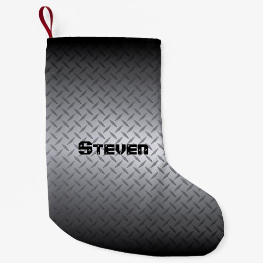 個人用鋼ダイヤモンドプレートパターン スモールクリスマスストッキング (正面)