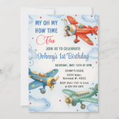 個人用飛行機1st誕生日パーティー 招待状 (正面)