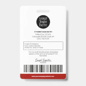 個人用 現代のプロフェッショナルな社員ID（赤） バッジ (裏面)