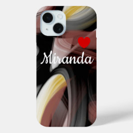 個人用iPhoneケーストレンド抽象芸術ブラックパウダー iPhone 15ケース