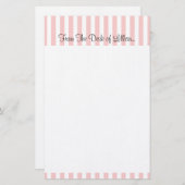 個人的で、カスタマイズ可能なピンク白のストライブ柄 便箋 (正面/裏面)