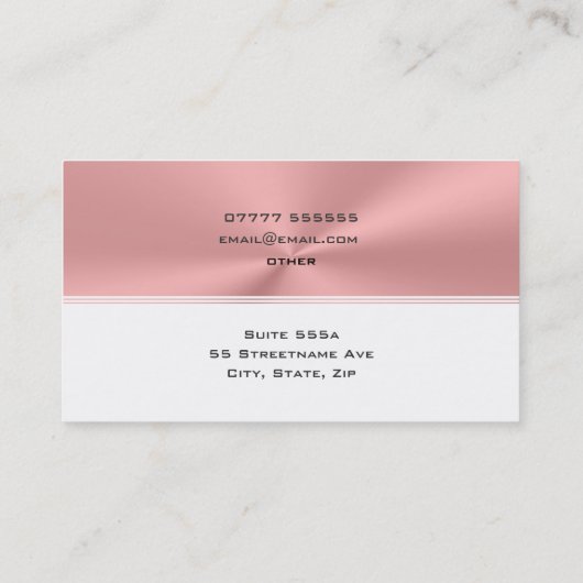 個人的なカウンセラーの贅沢なピンクのクロム一見 名刺 (裏面)