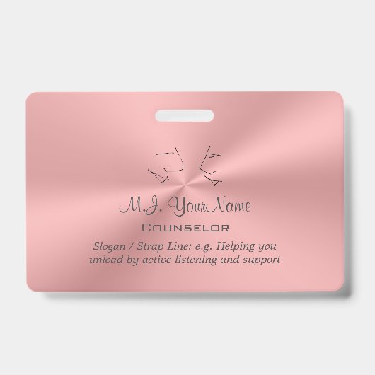 個人的なカウンセラーの贅沢なピンクのクロム効果 バッジ (Front)