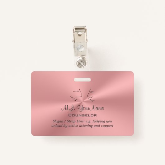 個人的なカウンセラーの贅沢なピンクのクロム効果 バッジ (裏面クリップ)