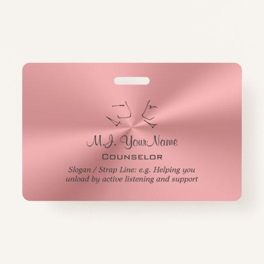 個人的なカウンセラーの贅沢なピンクのクロム効果 バッジ (裏面)