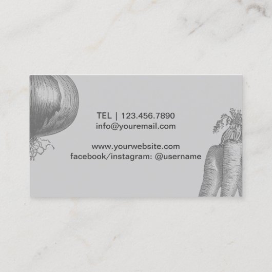 個人的なシェフのばら色の金ゴールドのラベルのヴィンテージの野菜 名刺 (裏面)