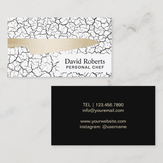 個人的なシェフのケータリングのモダンな金ゴールドのナイフ 名刺 (正面/裏面)