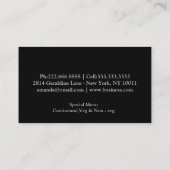 個人的なシェフのケータリングの台所銀の道具 名刺 (裏面)