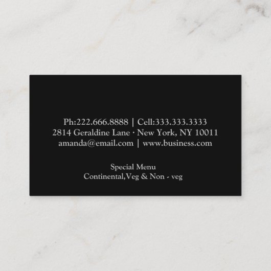 個人的なシェフのケータリングの台所銀の道具 名刺 (裏面)