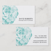 個人的なシェフ及び栄養士のSucculentの花柄 名刺 (正面/裏面)