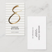 個人的なシックな金ゴールドのイニシャル 名刺 (正面/裏面)