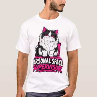 個人的なスペースの監督官は気のないふわふわした猫 Tシャツ