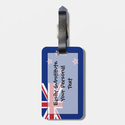 個人的なニュージーランドの簡単IDの旗 ラゲッジタグ (裏面縦)