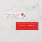 個人的なフィットネスのトレーナー赤いビジネス広告宣伝カード スキニー名刺 (正面/裏面)