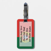 個人的なポルトガルの簡単IDの旗 ラゲッジタグ (裏面縦)