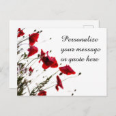 個人的なメッセージまたは引用文付きウィスピー赤い花 ポストカード (正面/裏面)