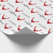 個人的なメッセージ赤トナカイのメリークリスマス ラッピングペーパー (角)