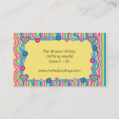 個人的なレトロのファッションのハートの名刺の黄色 名刺 (裏面)