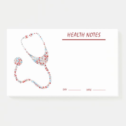 個人的な健康及び医学の状態の追跡者のノート ポストイット (正面)