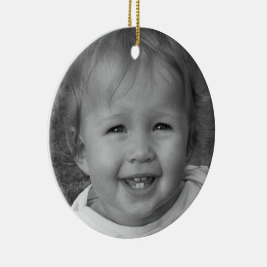 個人的な写真およびカスタムの文字のピンク セラミックオーナメント (右)