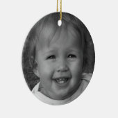 個人的な写真およびカスタムの文字の赤 セラミックオーナメント (右)