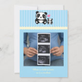 個人的な写真のパンダのベビーシャワー-青及びオレンジ 招待状 (裏面)