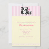 個人的な写真のパンダの誕生日の招待状-ピンク 招待状 (裏面)