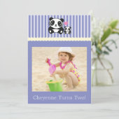 個人的な写真のパンダの誕生日の招待状-紫色 招待状 (スタンド正面)