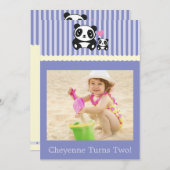 個人的な写真のパンダの誕生日の招待状-紫色 招待状 (正面/裏面)