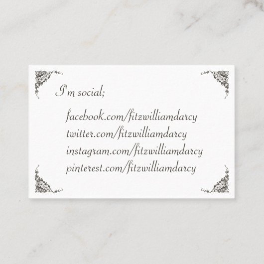 個人的な学生のヴィンテージのビクトリアンなスタイル 名刺 (裏面)