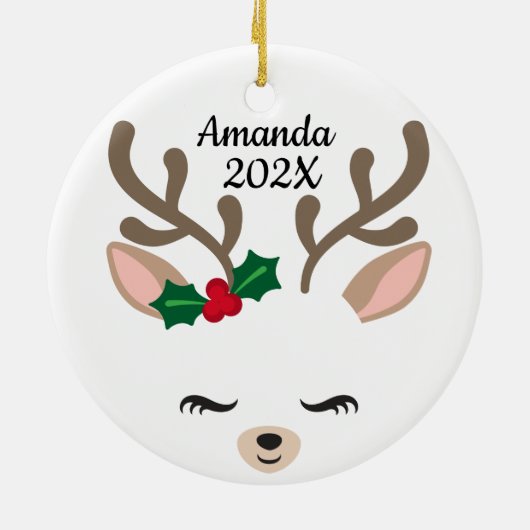 個人的な小さなトナカイ セラミックオーナメント (裏面)