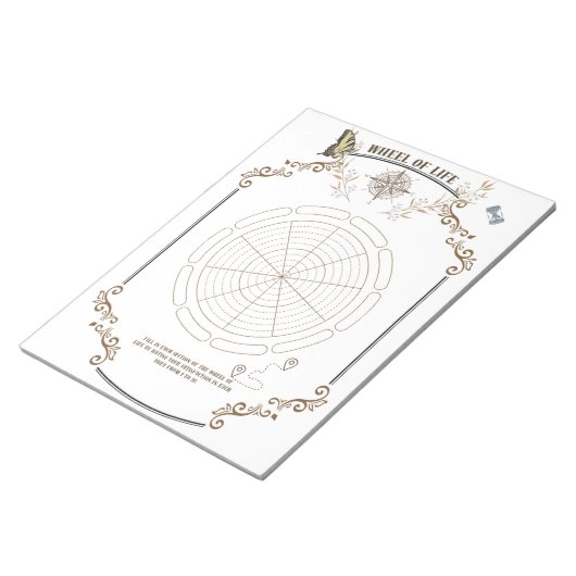 個人的な成長のために印刷可能な生命のホイール ノートパッド (アングル)