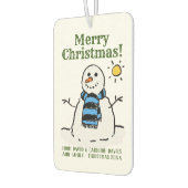 個人的な挨拶とクリスマス雪だるまデザイン カーエアーフレッシュナー (左)