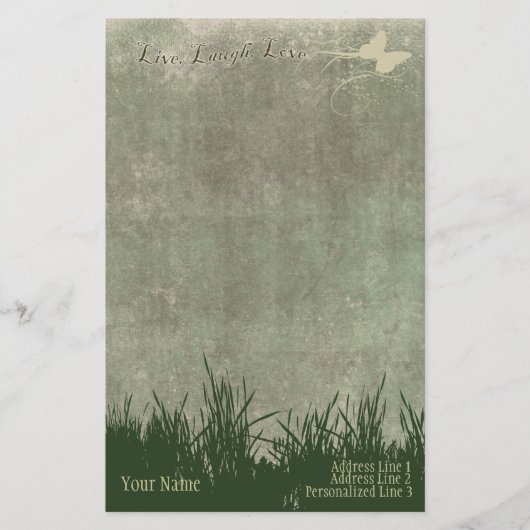 個人的な文房具レターヘッドは、愛笑い住んでいます 便箋 (正面)