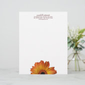 個人的な明るいオレンジガーベラのデイジーの花の開花 レターヘッド (スタンド正面)