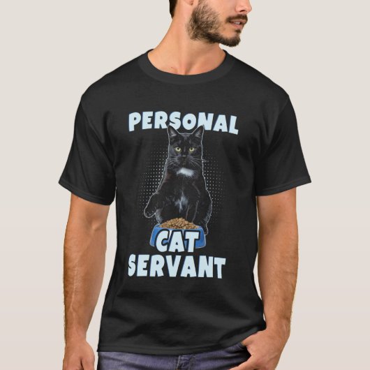 個人的な猫の召使 面白い黒猫 Tシャツ (正面)