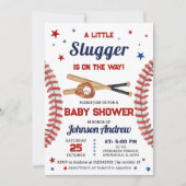 個人的な男の子スポーツ野球の赤ちゃんシャワー 招待状 (正面)