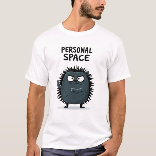 個人的な空間 面白い 怒ったハリネズミ キャラクター Gif Tシャツ (正面)