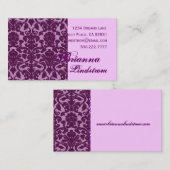 個人的な紫色およびピンクのダマスク織の名刺 名刺 (正面/裏面)