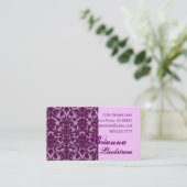 個人的な紫色およびピンクのダマスク織の名刺 名刺 (スタンド正面)