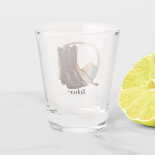 個人的な西部のカーボーイ・ハットブーツおよびロープ ショットグラス (裏面)