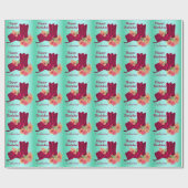 個人的な西部のハッピーバースデーのカウボーイ・ブーツの帽子 ラッピングペーパー (フラット)