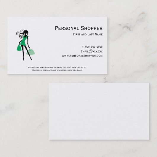 個人的な買物客の緑 名刺 (正面/裏面)