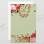 個人的なBlenheimローズのエレガントなセージグリーン- 便箋 (正面/裏面)