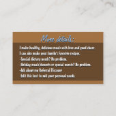 個人的なChef.Catering.Meal Delivery.Service 名刺 (裏面)